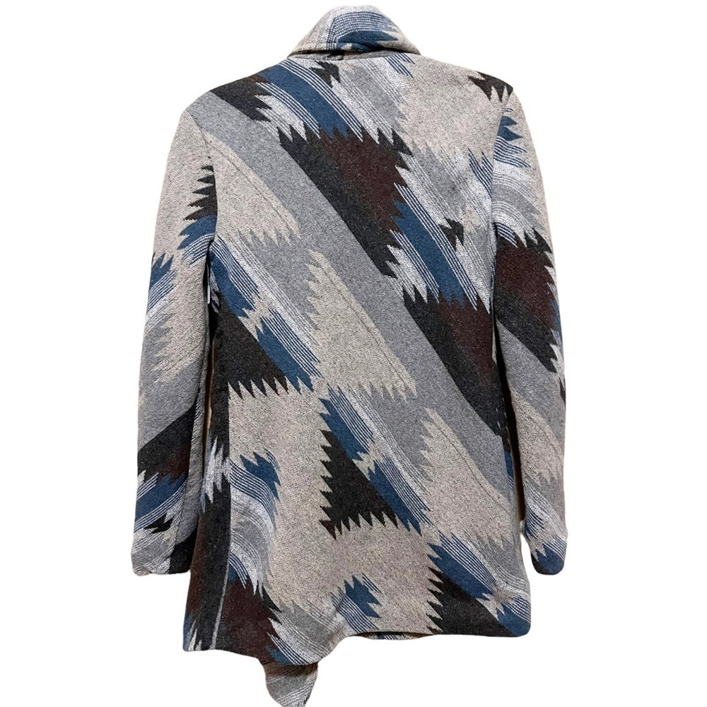 Thread & Supply Aztec Southwestern One Button Winter Coat Gray Brown Blue Size S - Picture 2 of 8